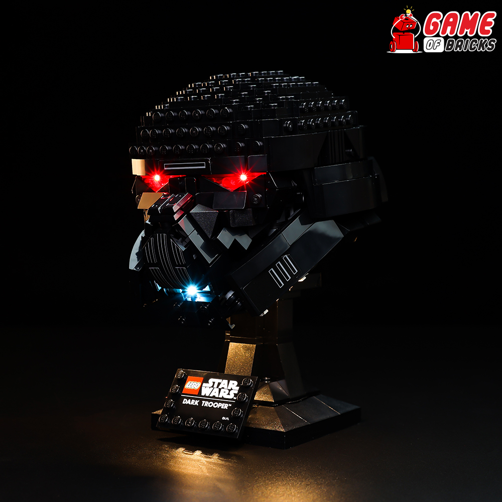 G Blender a world of darkness with the LEGO® Dark Trooper Helmet 75343 Set.