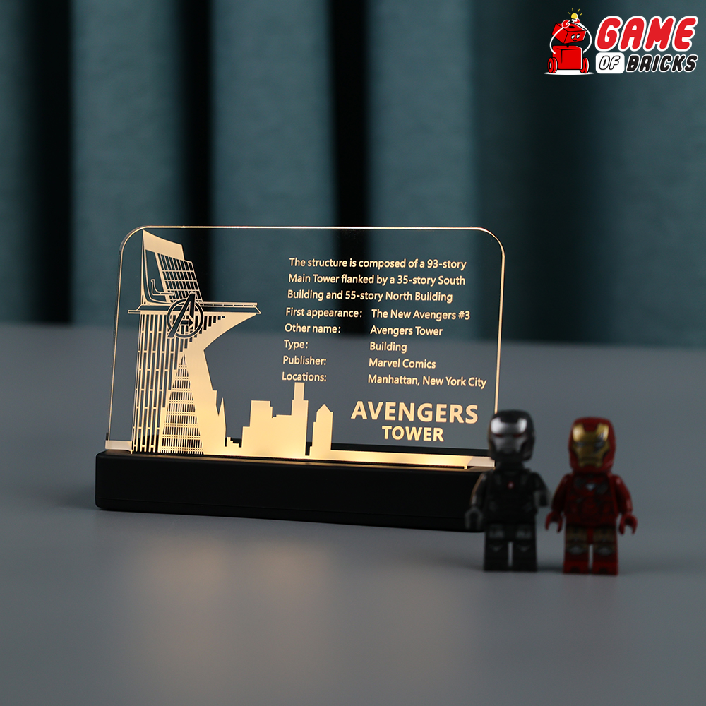 LED Nameplate for LEGO Avengers Tower 76269