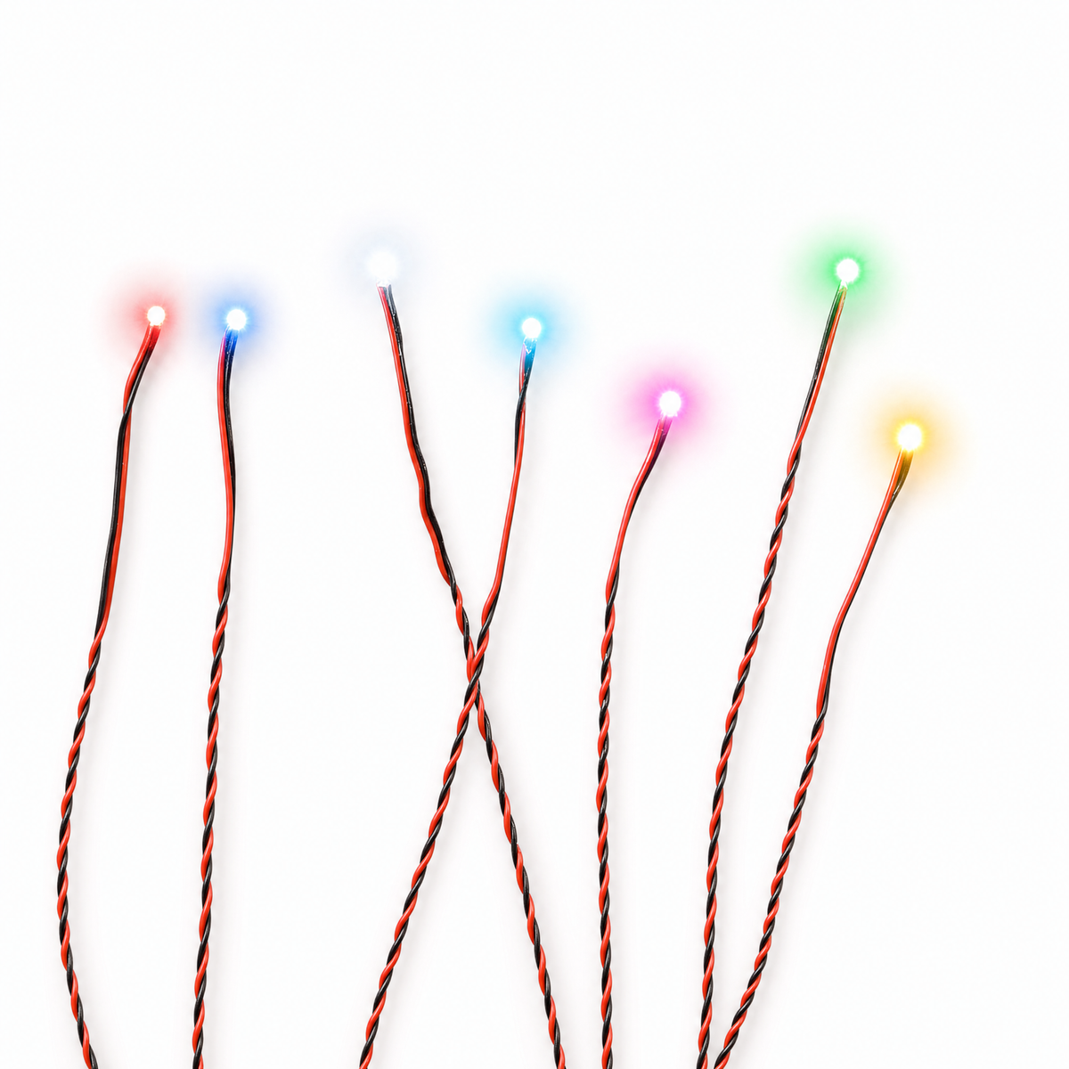 Bit Lights LEDs lit in colors on white background