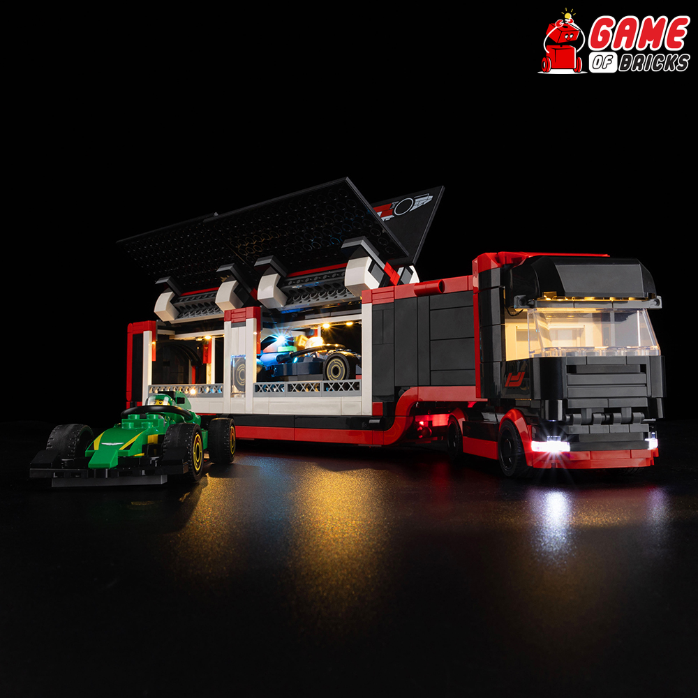 LEGO F1 Truck with RB20 & AMR24 F1 Cars 60445 Light Kit