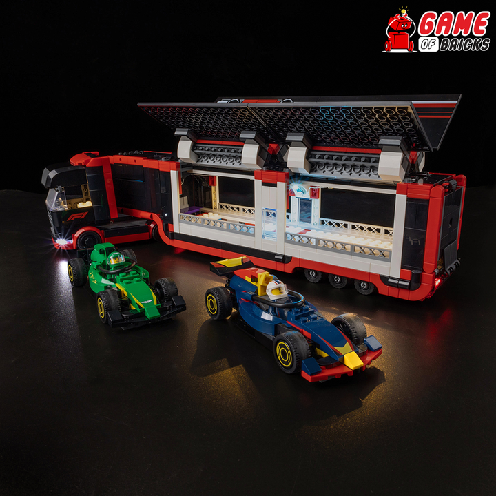 LEGO F1 Truck with RB20 & AMR24 F1 Cars 60445 Light Kit