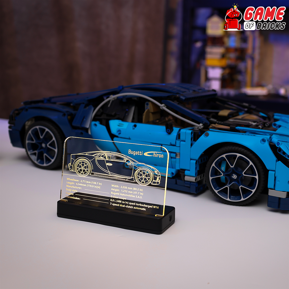 LED Nameplate for LEGO Bugatti Chiron 42083