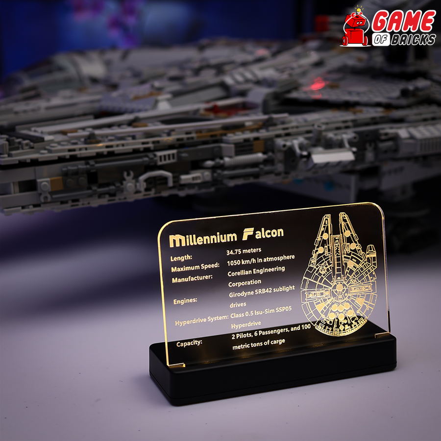 LED Nameplate for LEGO Millennium Falcon 75192