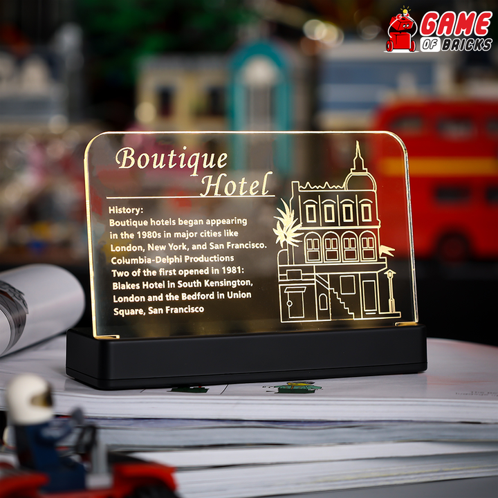 LED Nameplate for LEGO Boutique Hotel 10297