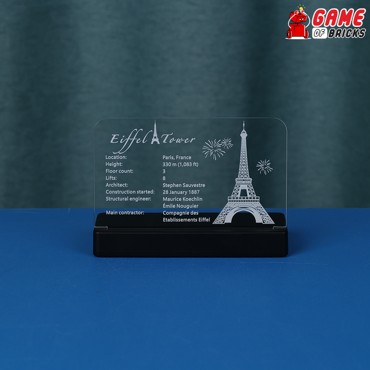 LED Nameplate for LEGO Eiffel Tower 10307