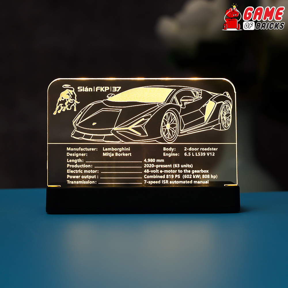 LED Nameplate for LEGO Lamborghini Sián FKP 37 42115