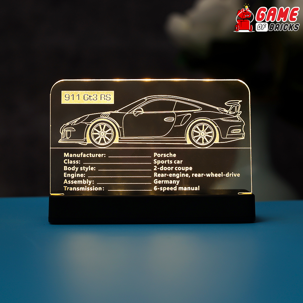 LED Nameplate for LEGO Porsche 911 GT3 RS 42056