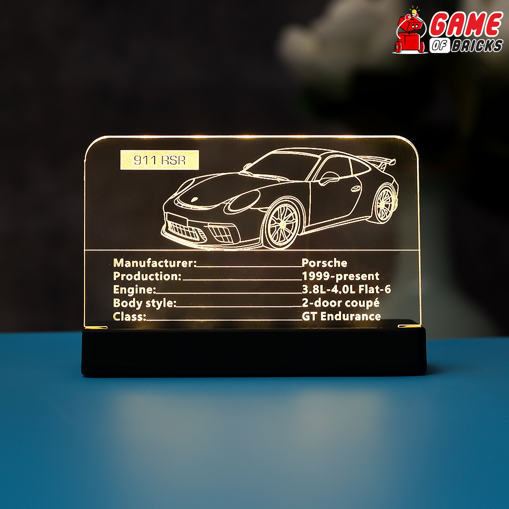 LED Nameplate for LEGO Porsche 911 RSR 42096