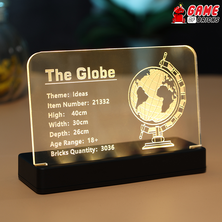 LED Nameplate for LEGO The Globe 21332